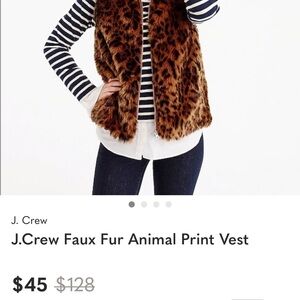 J. Crew Leopard Print Faux Fur Vest